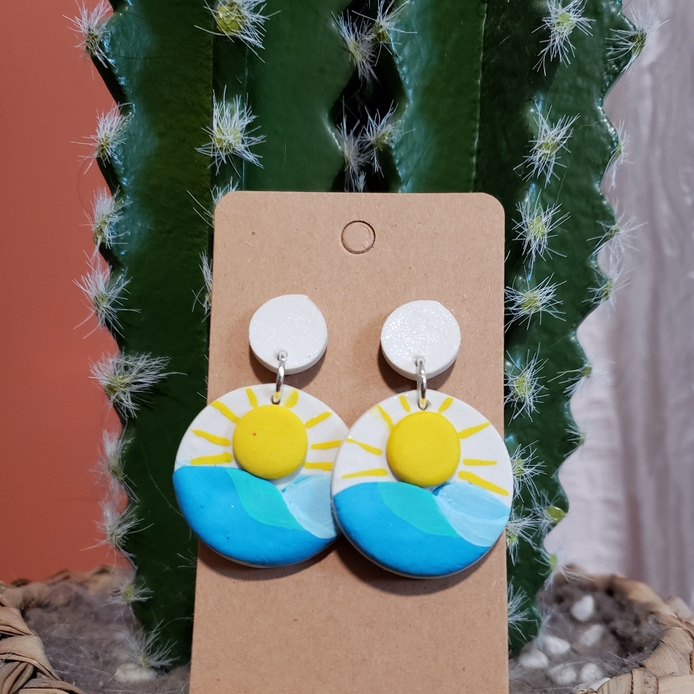 Beachy sunrise polymer clay earrings